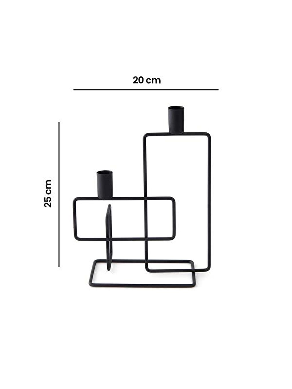 Dekoratif 2’li Dikey Şamdan - Siyah - 25x20 cm-4