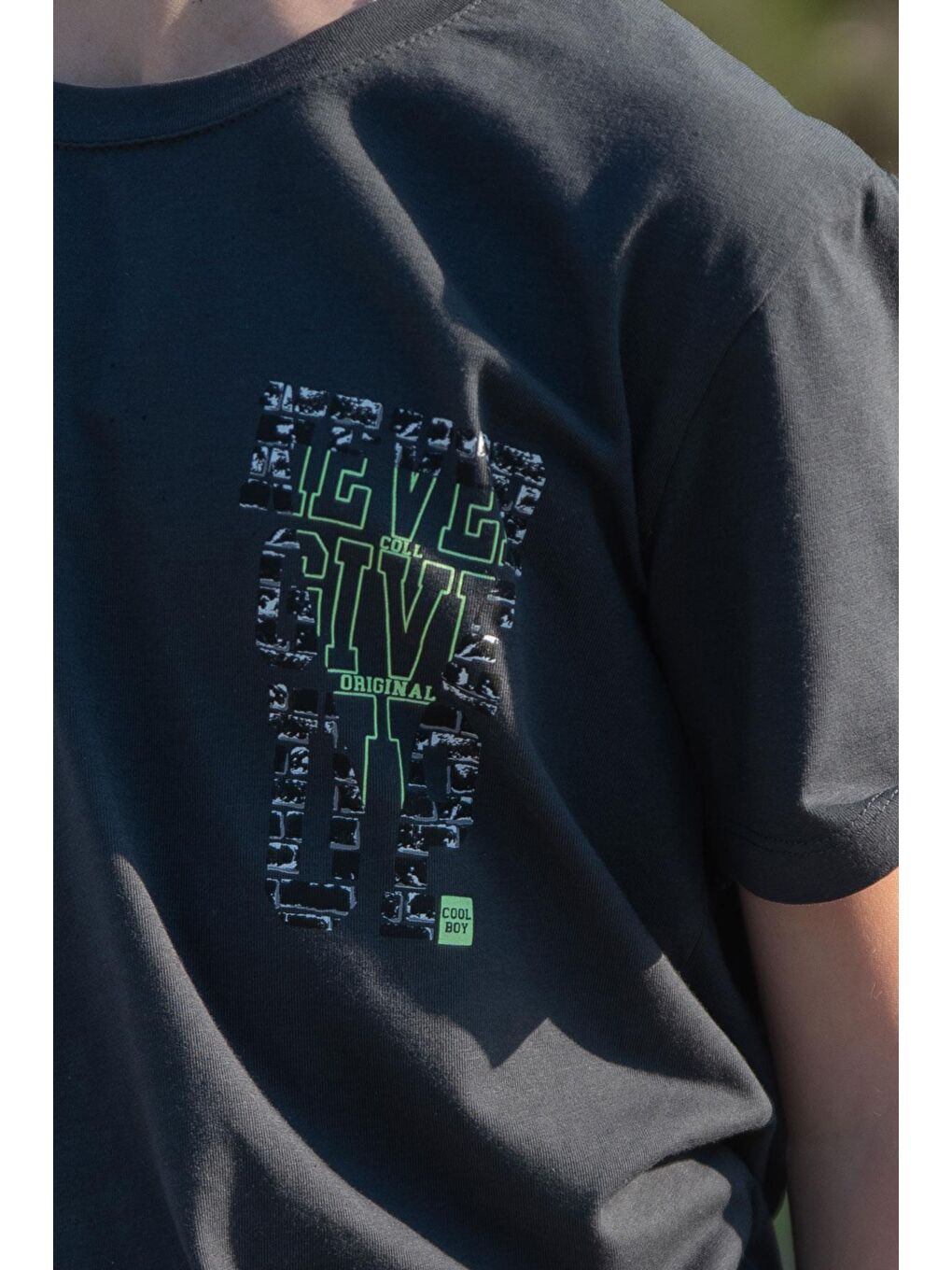 Erkek Çocuk Tişört Yazı Baskılı Antrasit (8-14 Yaş)-6