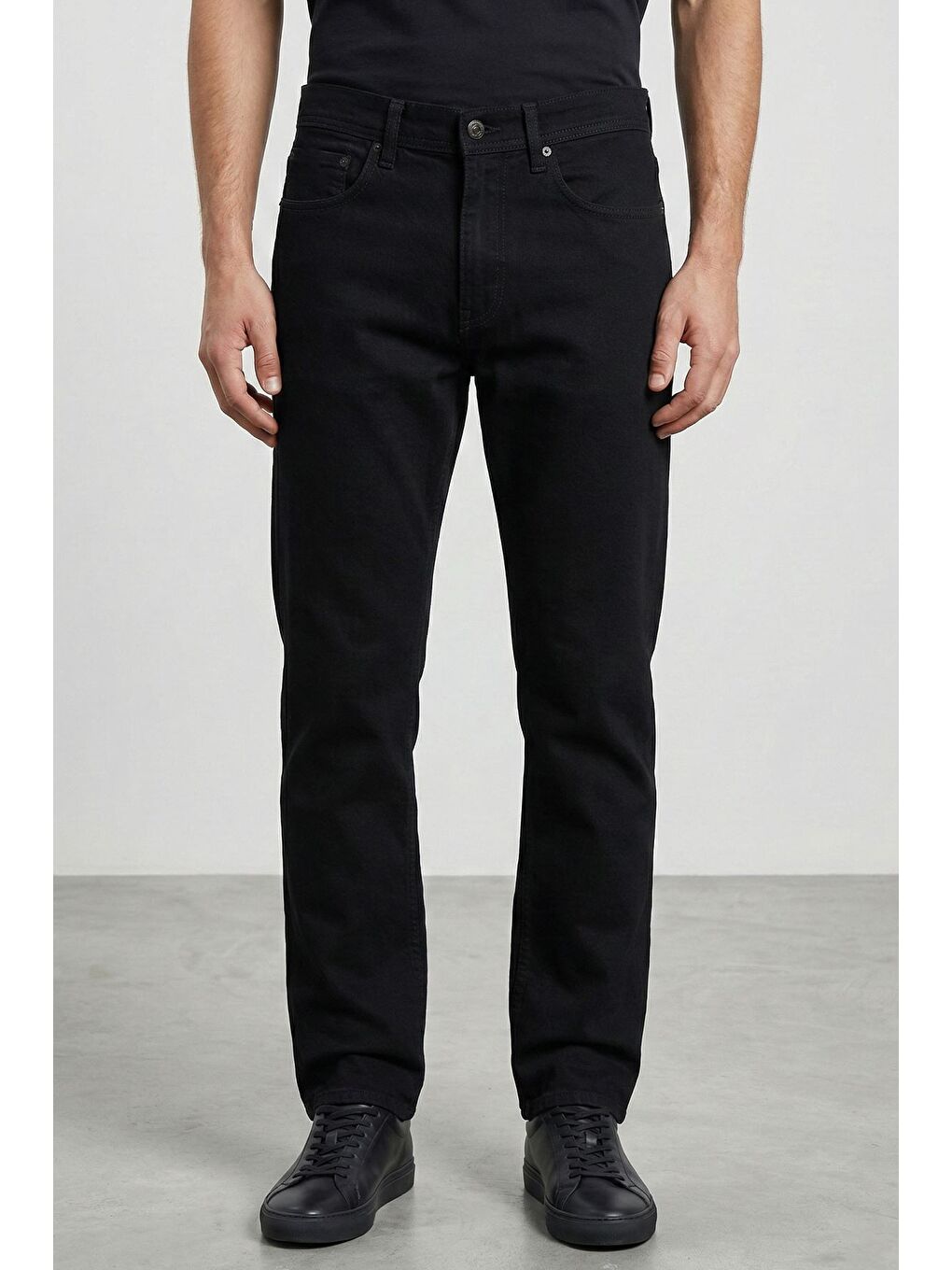 Siyah Erkek Yüksek Bel Baggy Pantolon-1