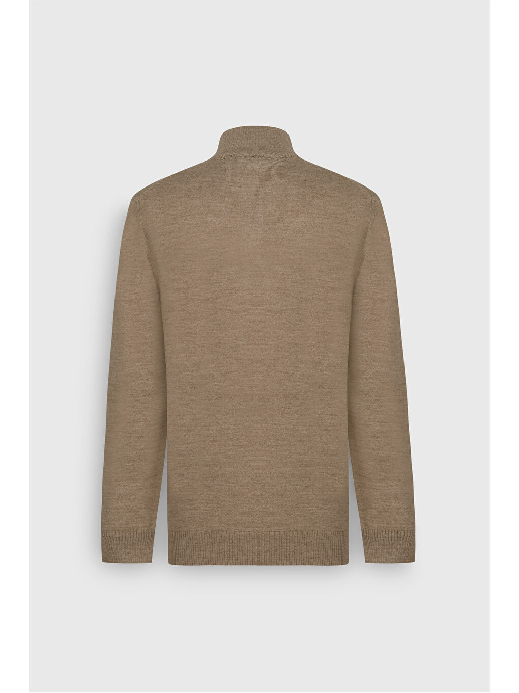 Kahverengi Erkek Camel Standart Fit Normal Kesim Bato Yaka Triko Kazak-3