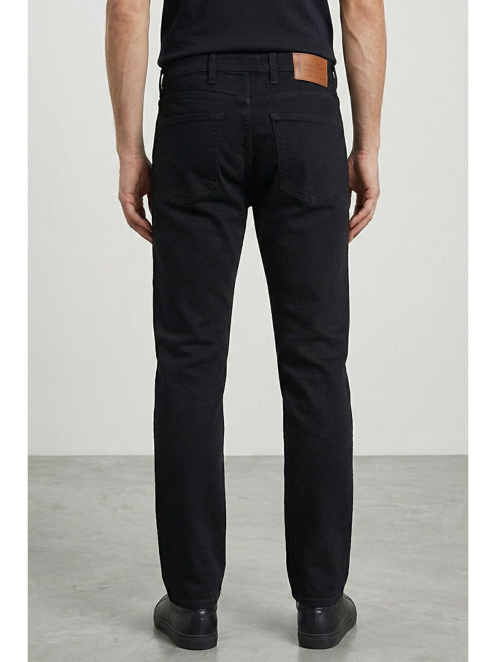 Siyah Erkek Yüksek Bel Baggy Pantolon-2