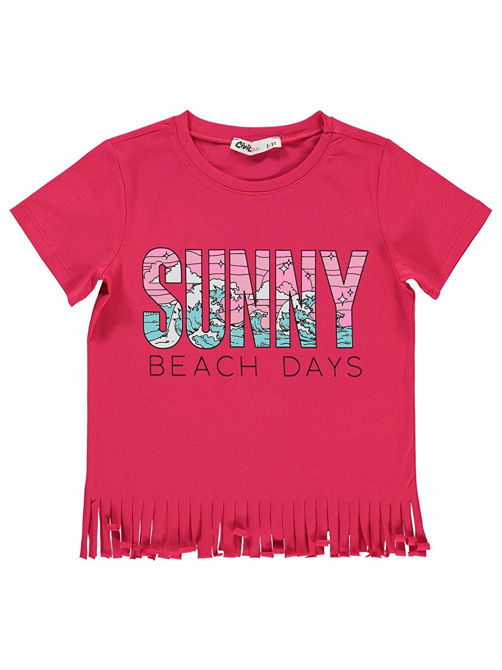 Kırmızı Girls Sunny Baskılı 2-5 Yaş Tişört - Pembe