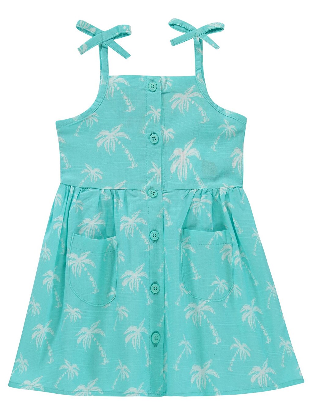Baby Fiyonk Askılı Flamlı 6-18 Ay Elbise - Yeşil
