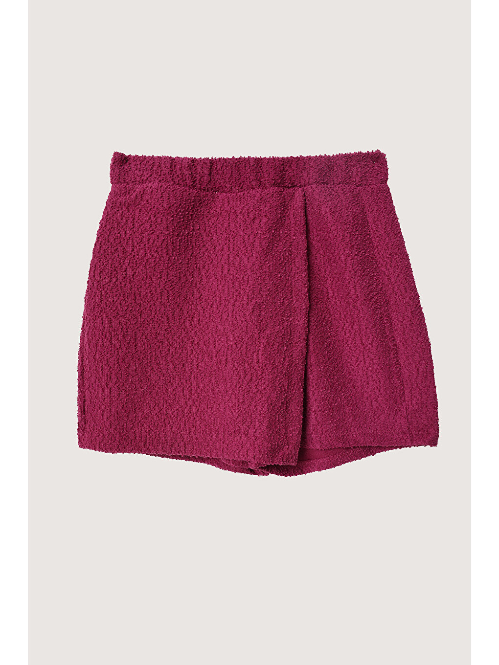 Pembe Asimetrik Mini Tüvit Şort Etek KOYU PEMBE LZE0016-3