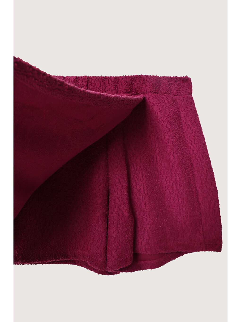 Pembe Asimetrik Mini Tüvit Şort Etek KOYU PEMBE LZE0016-4
