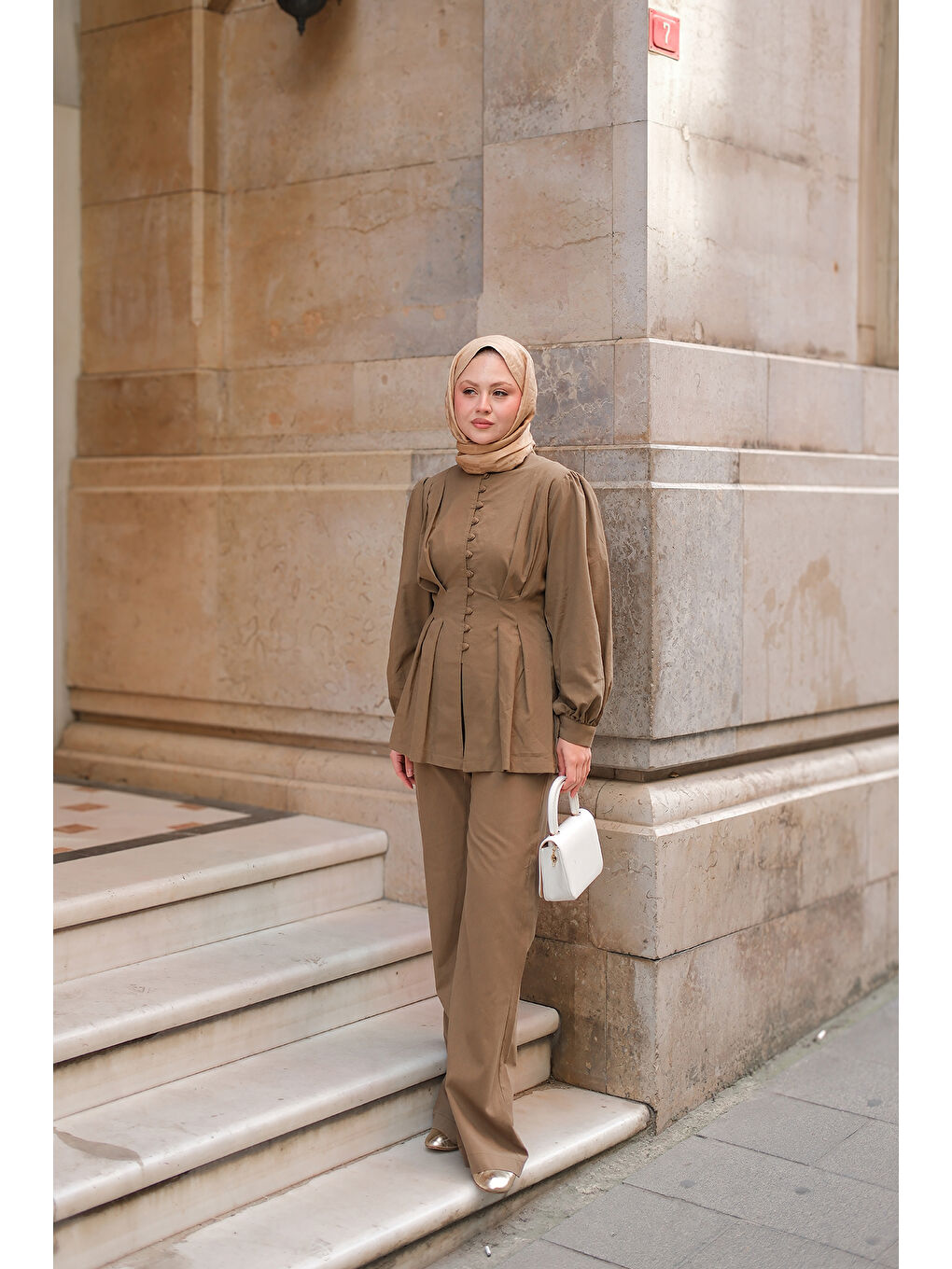 Kadın Beli Pens Detaylı Takım Yeşil