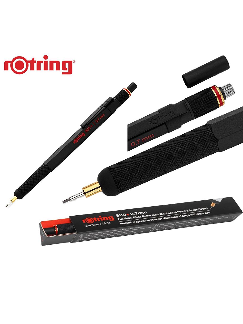 Rotring Siyah 800+ Çift Fonksiyonlu Versatil Kalem 0.5 Siyah 1900181 - 3