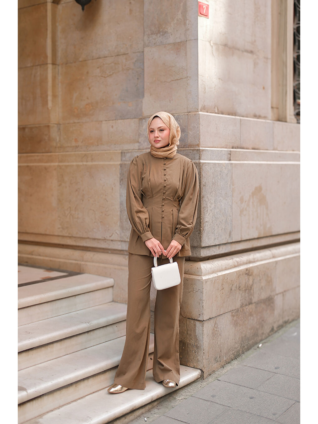 Kadın Beli Pens Detaylı Takım Yeşil-3