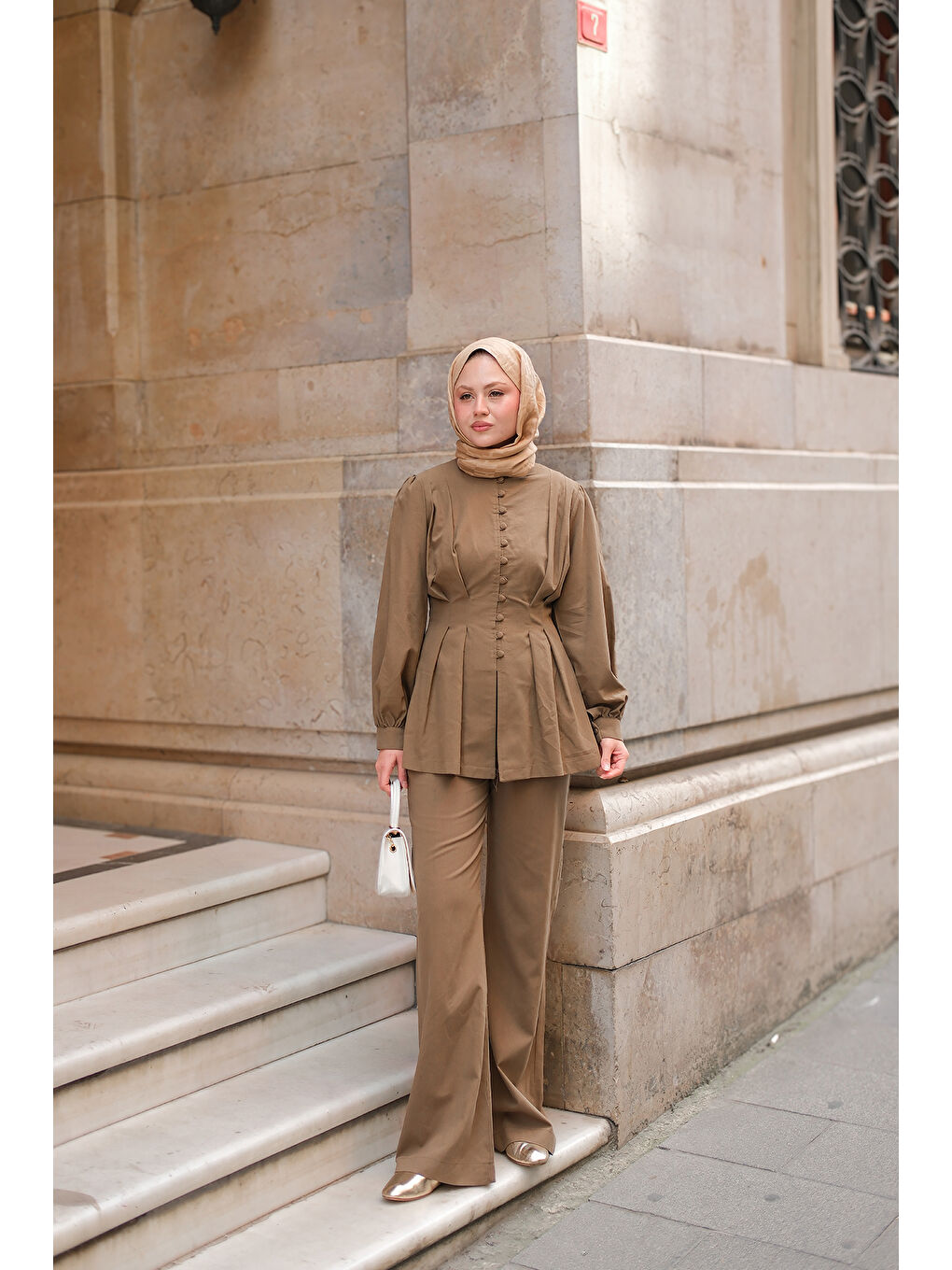 Kadın Beli Pens Detaylı Takım Yeşil-4