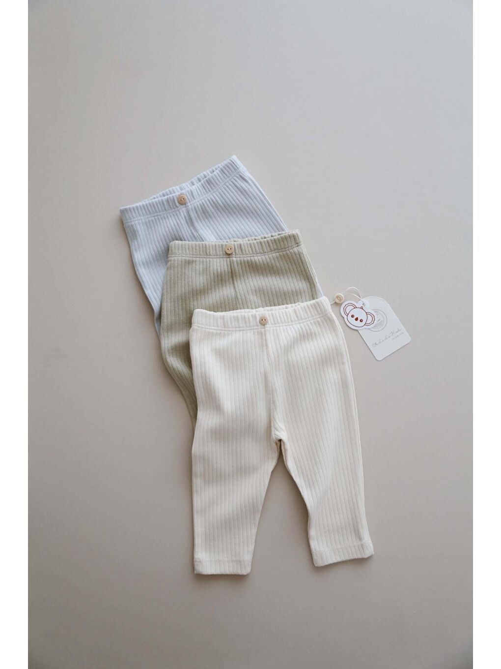 Ekru 3Lü Bebek Fitilli Tayt Model 2-2