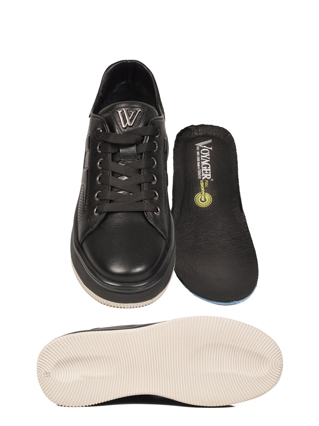 Siyah Hakiki Deri Erkek Casual Sneaker Memory Taban Premium Casual Ayakkabı M030 M-4