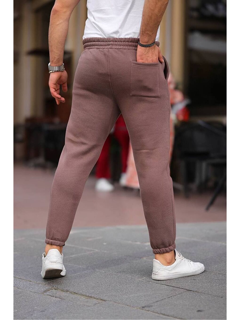 Kahverengi Bel Paça Lastikli Şardonlu Eşofman Altı-1