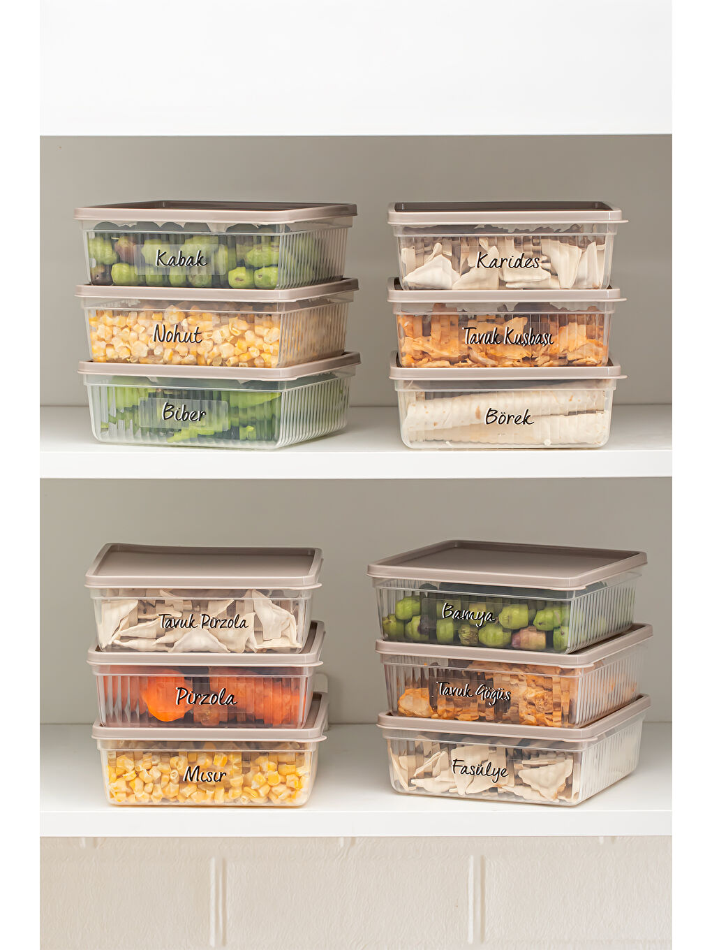 Kahverengi 5308 12li Buzdolabı Saklama Kabı Seti - BPA İçermez, Gıda Saklama Kabı, Kapicino, 1 Lt-2