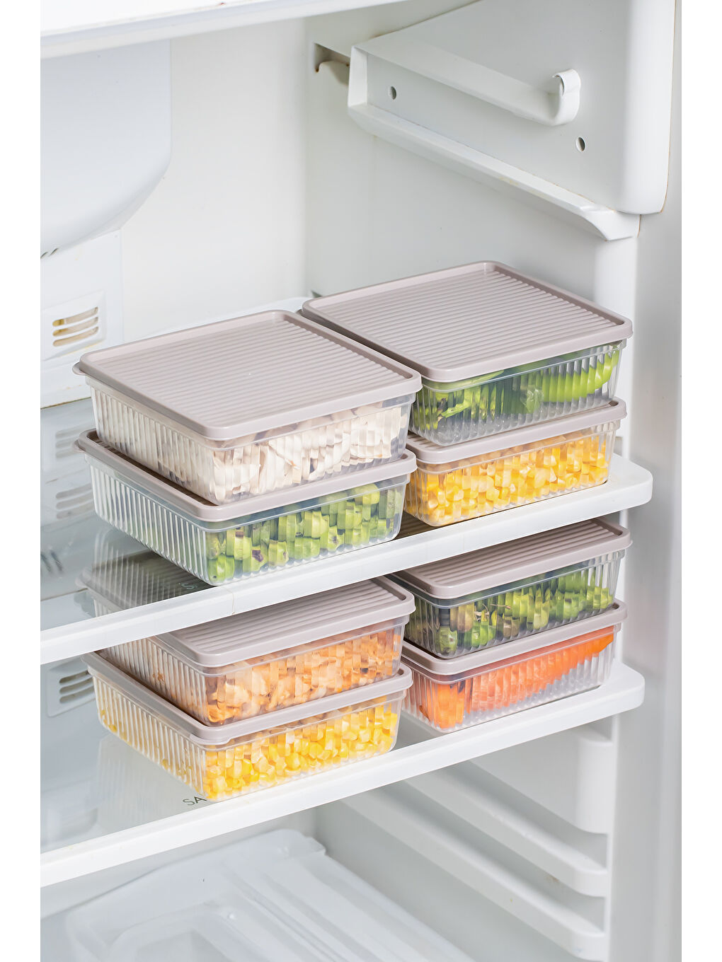 Kahverengi 5307 8li Buzdolabı Saklama Kabı Seti - BPA İçermez, Gıda Saklama Kabı, Kapicino, 1 Lt-2