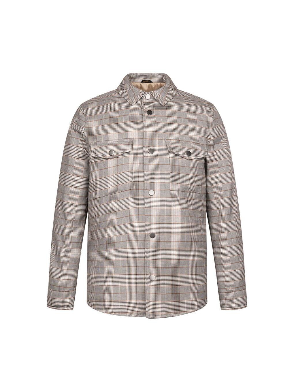 Bej Regular Fit Bebe Yaka Kareli Elyaflı Mont