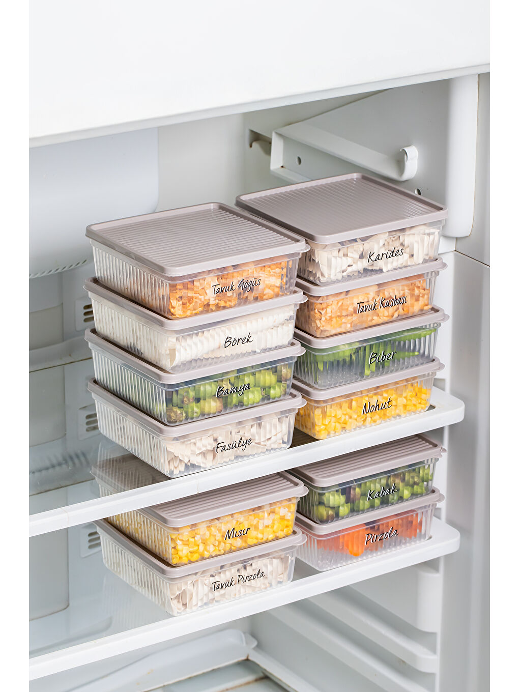 Kahverengi 5308 12li Buzdolabı Saklama Kabı Seti - BPA İçermez, Gıda Saklama Kabı, Kapicino, 1 Lt-4