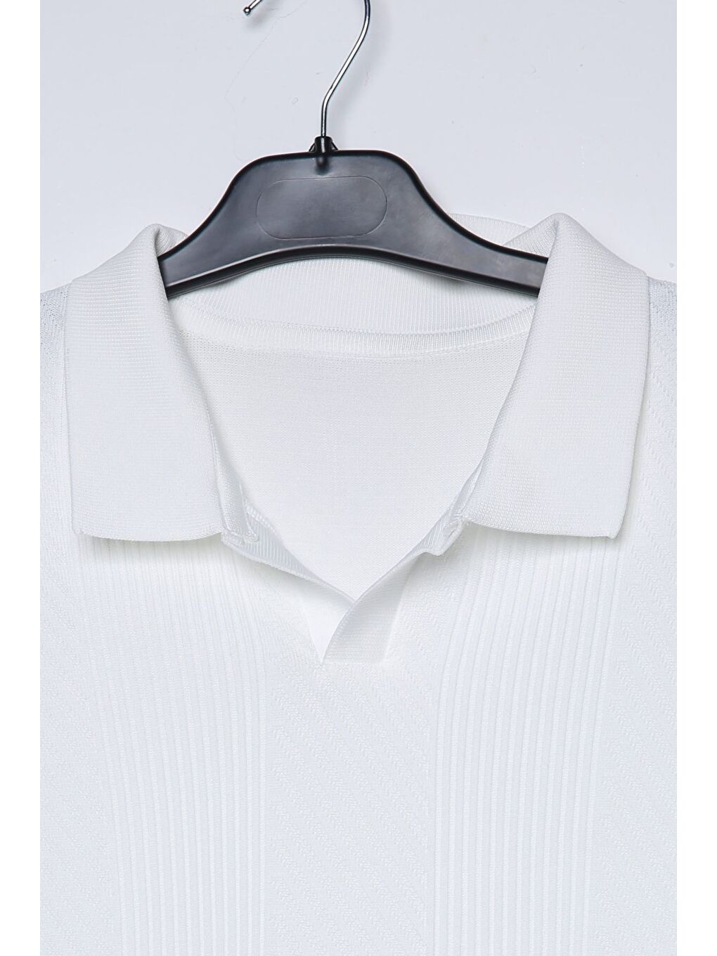 Ekru Erkek Polo Yaka Kendinden Desenli Triko Kazak-3