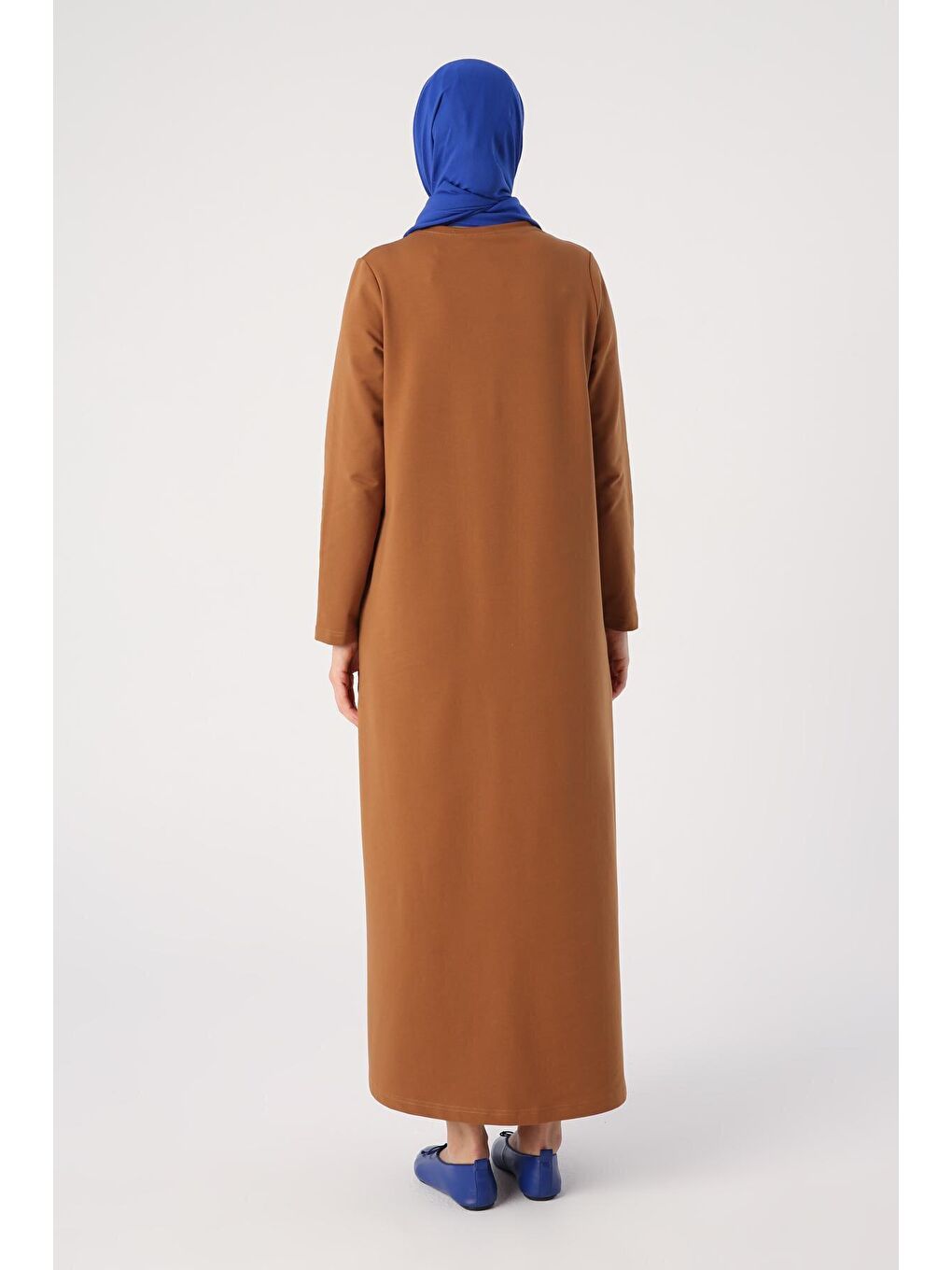 Sarı Hardal Bisiklet Yaka Basic Örme Elbise-3