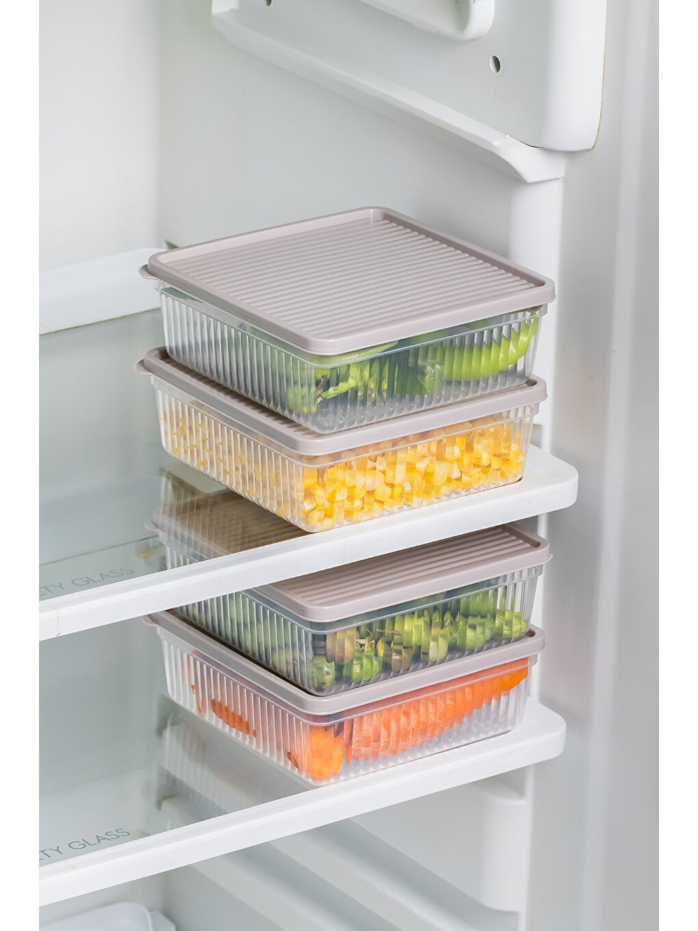 Kahverengi 5306 4lü Buzdolabı Saklama Kabı Seti - BPA İçermez, Gıda Saklama Kabı, Kapicino, 1 Lt-3