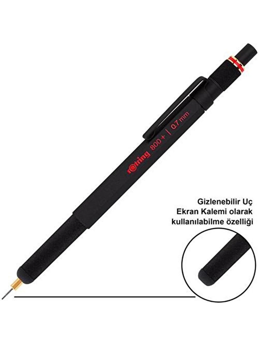 Rotring Siyah 800+ Çift Fonksiyonlu Versatil Kalem 0.7 Siyah 1900182 - 2