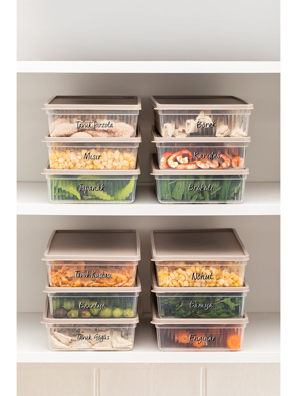 Kahverengi 5311 12li Buzdolabı Saklama Kabı Seti - BPA İçermez, Gıda Saklama Kabı, Kapicino, 2 Lt-2