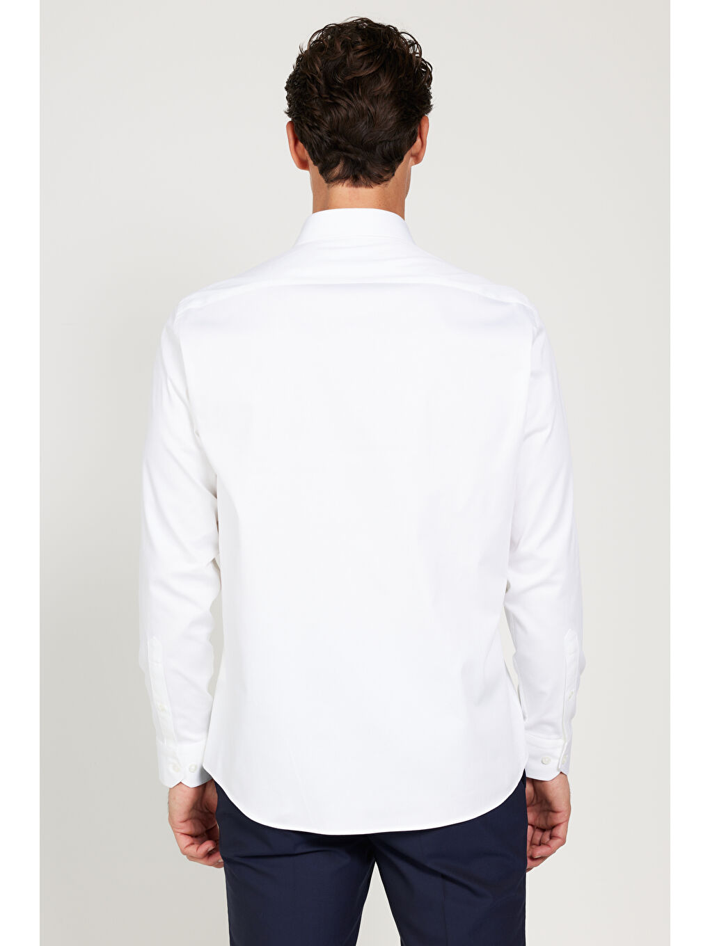 Erkek Beyaz Slim Fit Dar Kesim Klasik Yaka Saten Gömlek-6