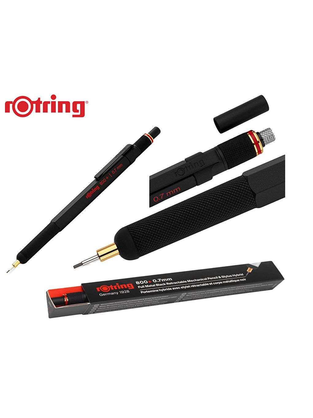 Rotring Siyah 800+ Çift Fonksiyonlu Versatil Kalem 0.7 Siyah 1900182 - 3