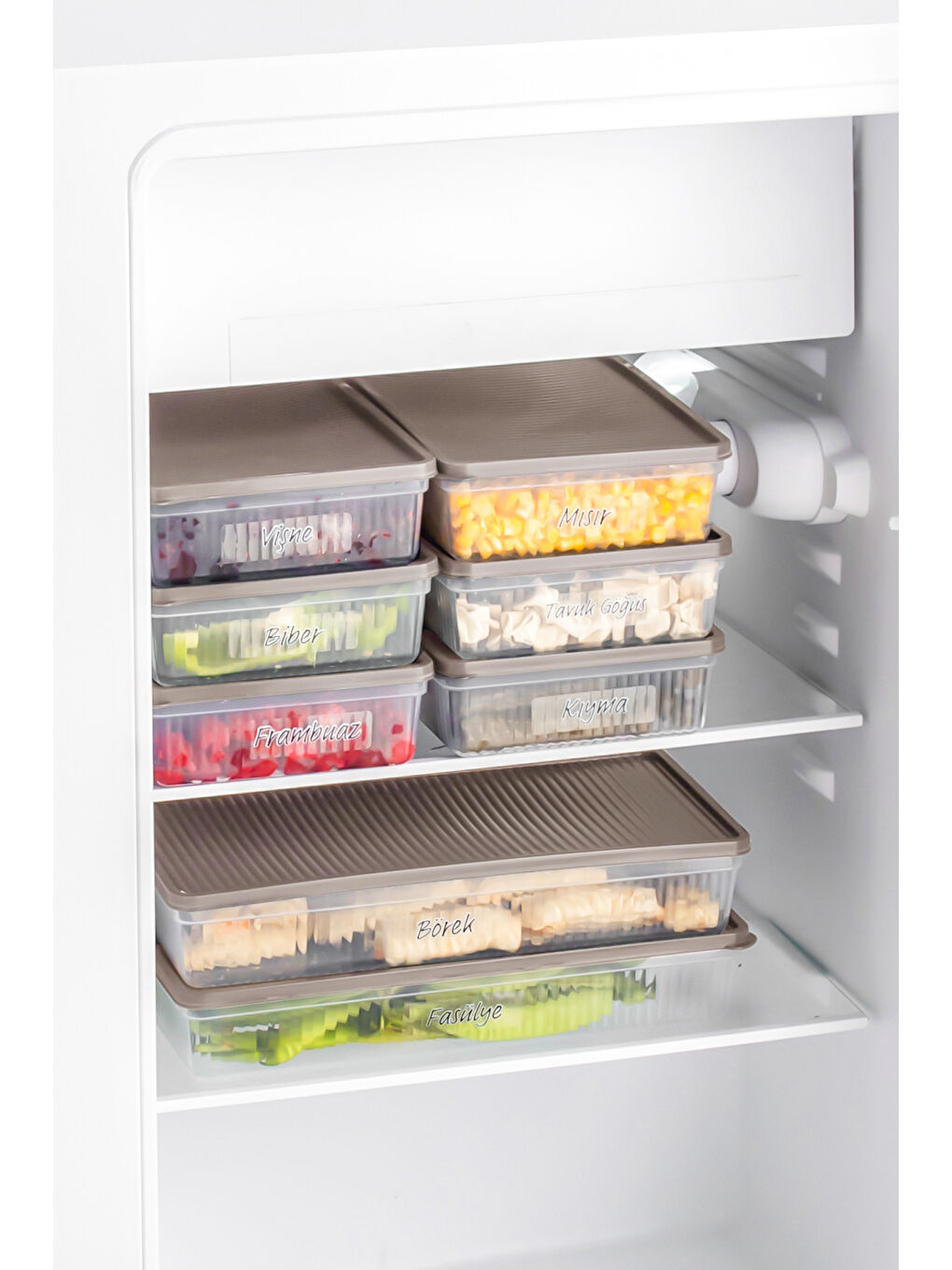 Kahverengi 5311 12li Buzdolabı Saklama Kabı Seti - BPA İçermez, Gıda Saklama Kabı, Kapicino, 2 Lt-3