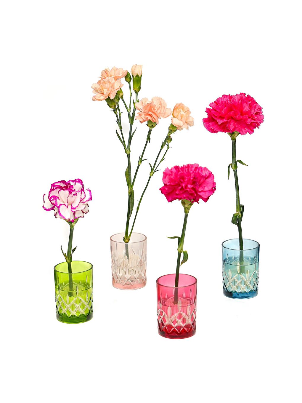 Flora Design- Minimal Yeşil Kesme Cam Vazo-1