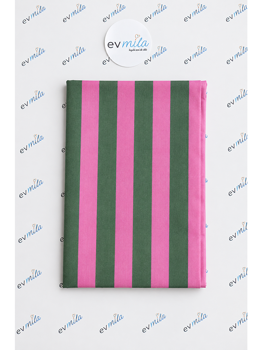 Pembe Yeşil Çizgili Çift Kişilik Nevresim Seti Modern Dikey Şerit Desenli Yorgan Kılıfı-3