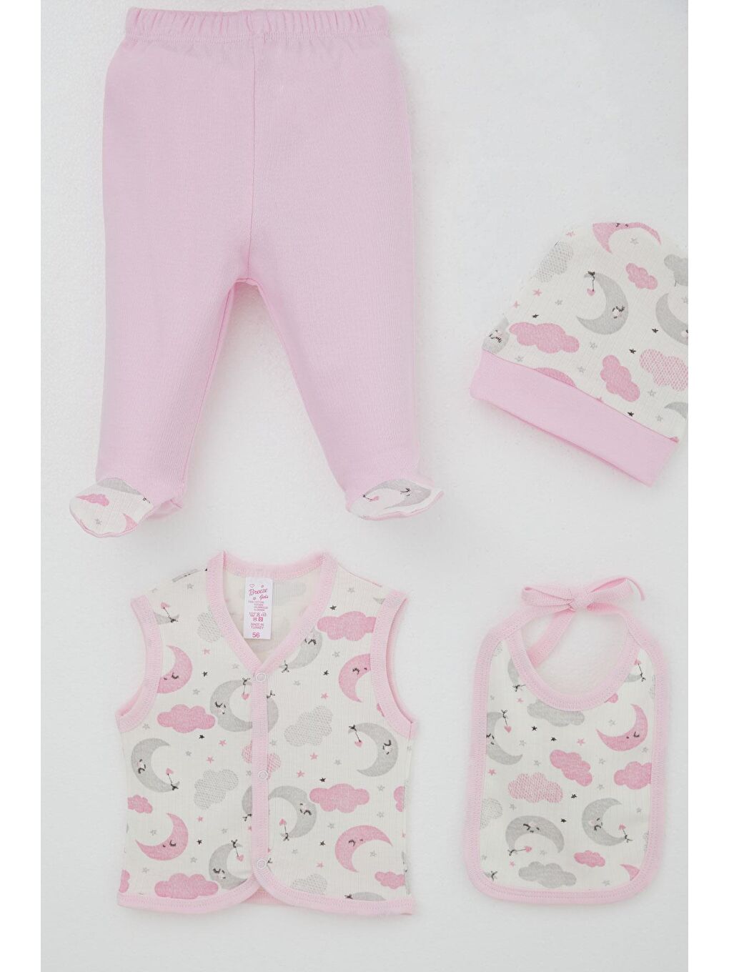 Kız Bebek Hastane Çıkışı 8 Li Gökyüzü Temalı Uykucu Ay Desenli Ekru (0-3 Ay)-4