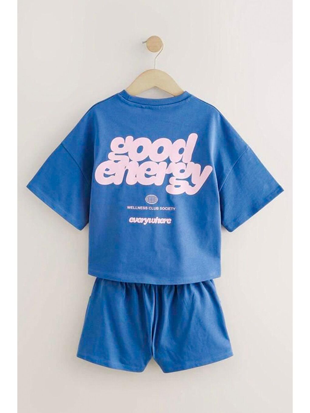 Mavi Kız Çocuk Slogan Baskılı Tshirt ve Şort Alt Üst Takım