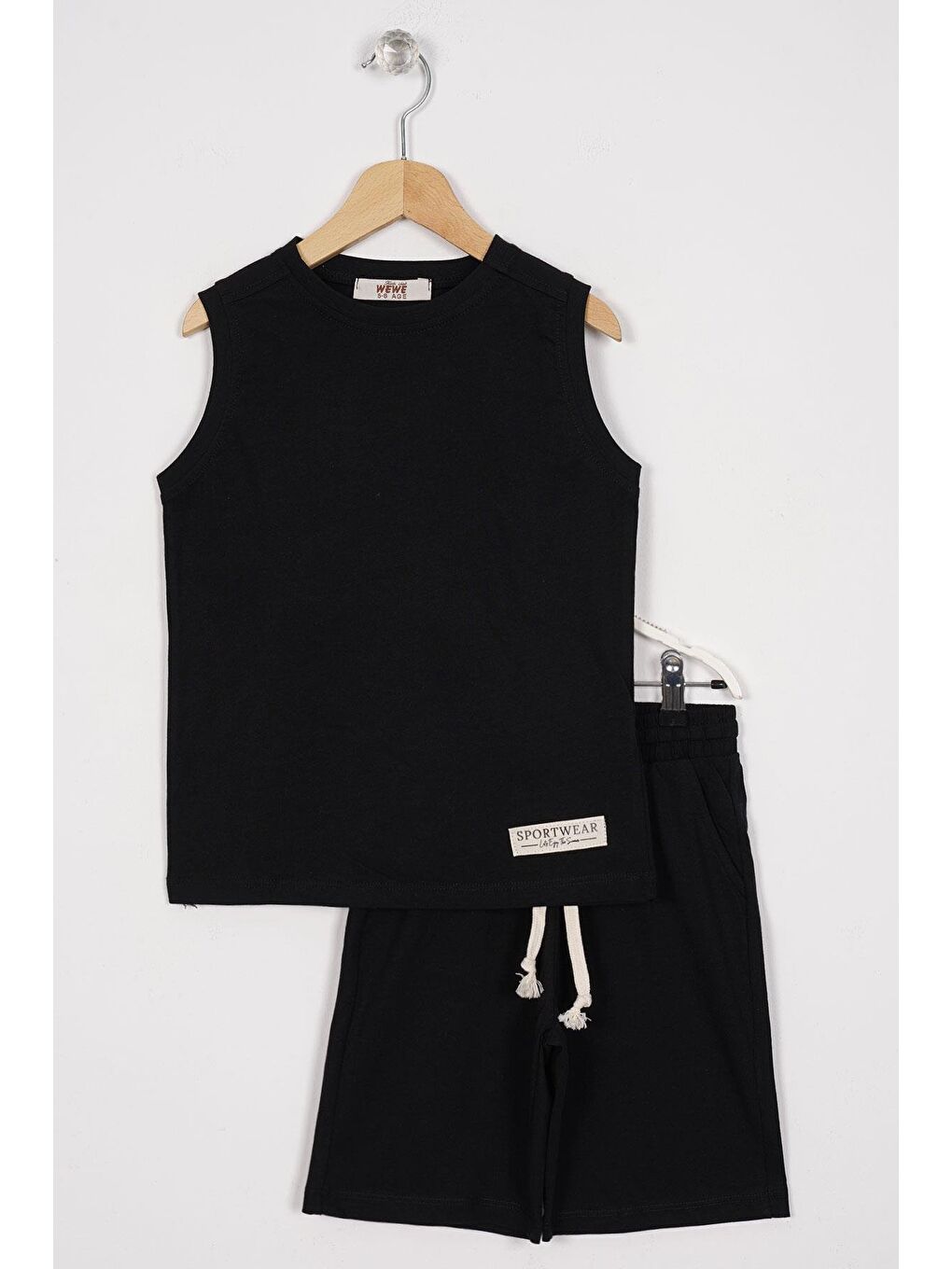 Siyah Sport Wear Armalı Erkek Çocuk Kaprili Takım