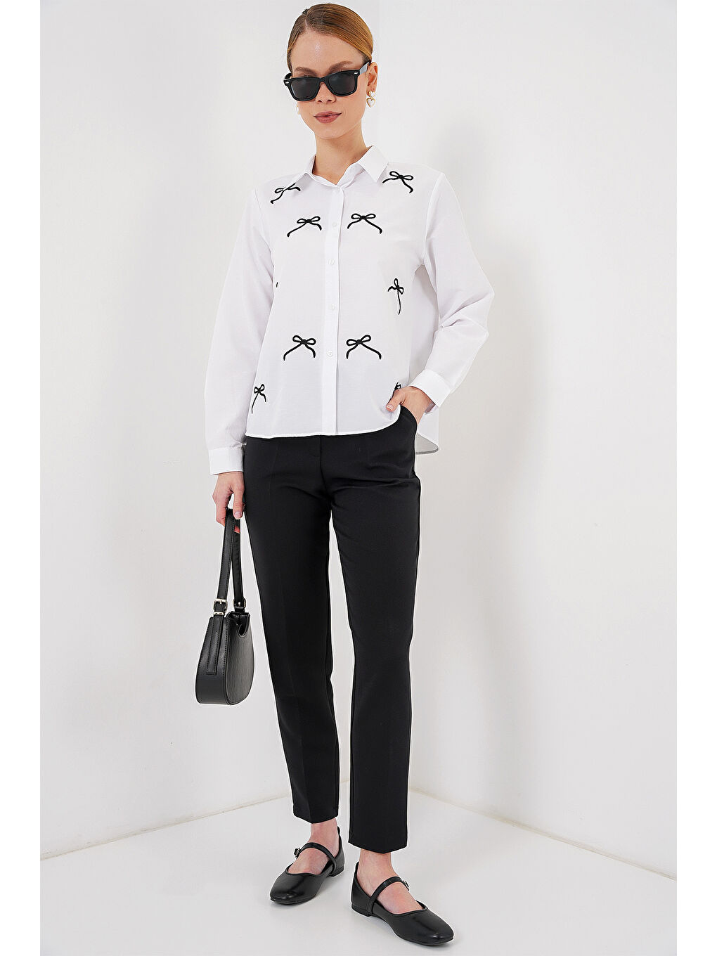 Kadın Fiyonk Detay Gömlek 20311 - Beyaz-1