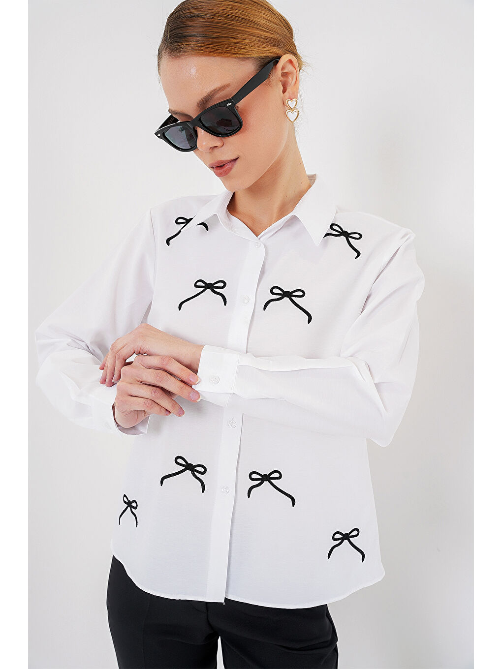 Kadın Fiyonk Detay Gömlek 20311 - Beyaz-2