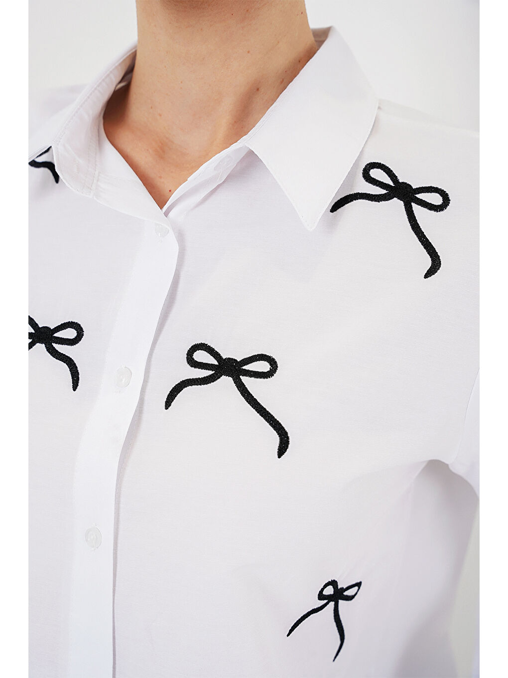 Kadın Fiyonk Detay Gömlek 20311 - Beyaz-4