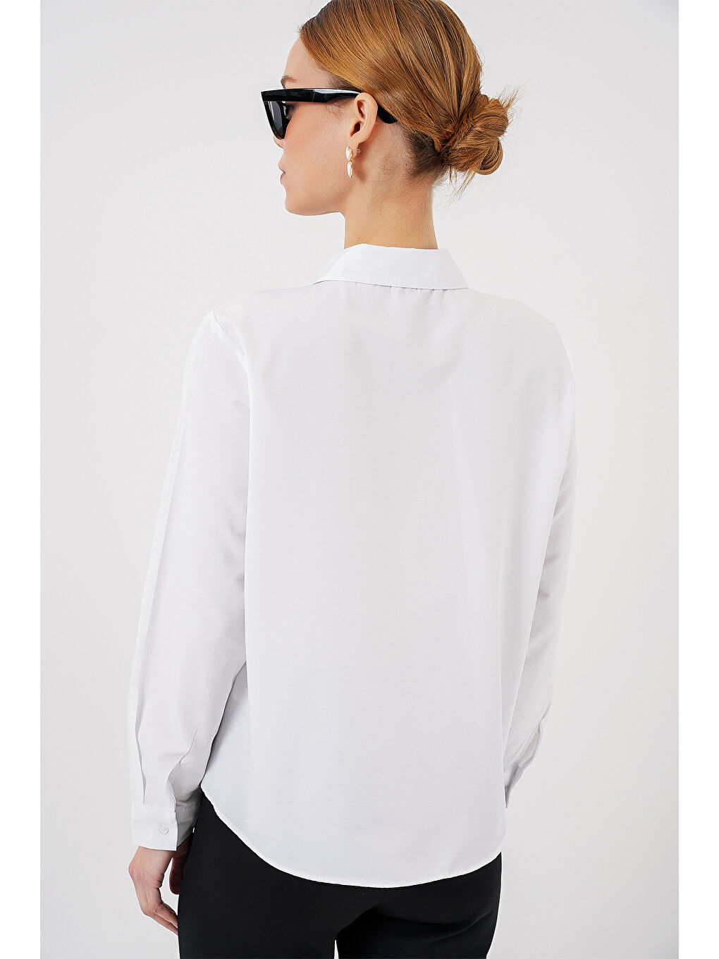 Kadın Fiyonk Detay Gömlek 20311 - Beyaz-5