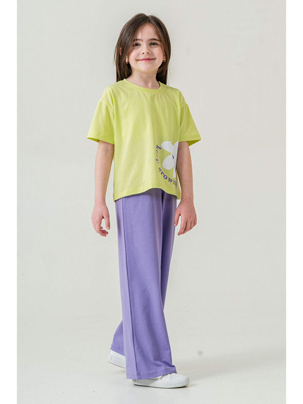 Kız Çocuk Keep Growing Baskılı Takım 3-8 Yaş Fıstık Yeşil 026-1