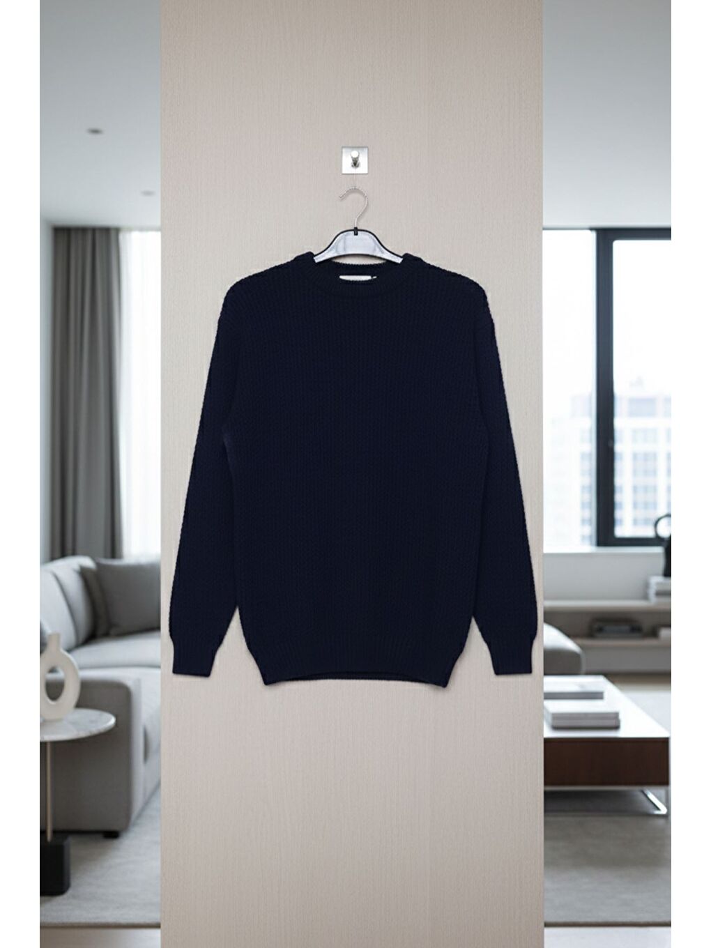 Lacivert Erkek Bisiklet Yaka Örme Triko Kazak-2