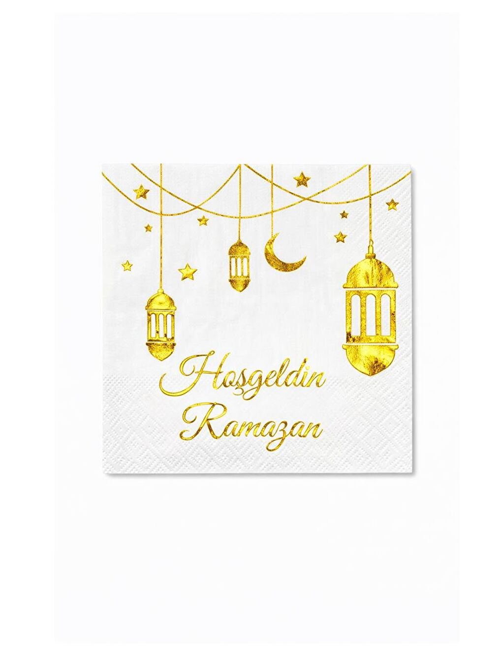 Hoşgeldin Ramazan Altın Varaklı Peçete Beyaz 20'li-1