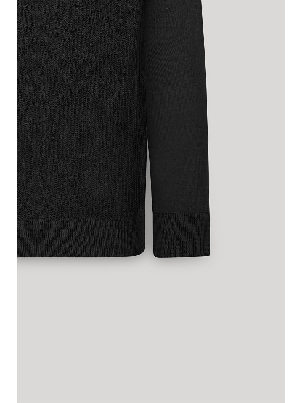 Erkek Siyah Standart Fit Normal Kesim Bisiklet Yaka Jakarlı Triko Kazak-7