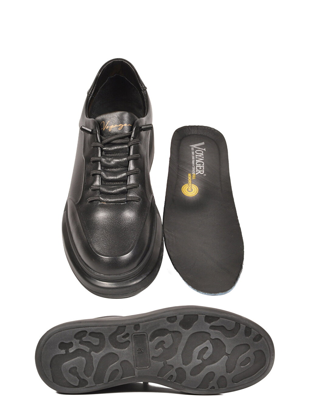 Siyah Hakiki Deri Erkek Sneaker Memory Taban Premium Casual Ayakkabı M704-1 M-3