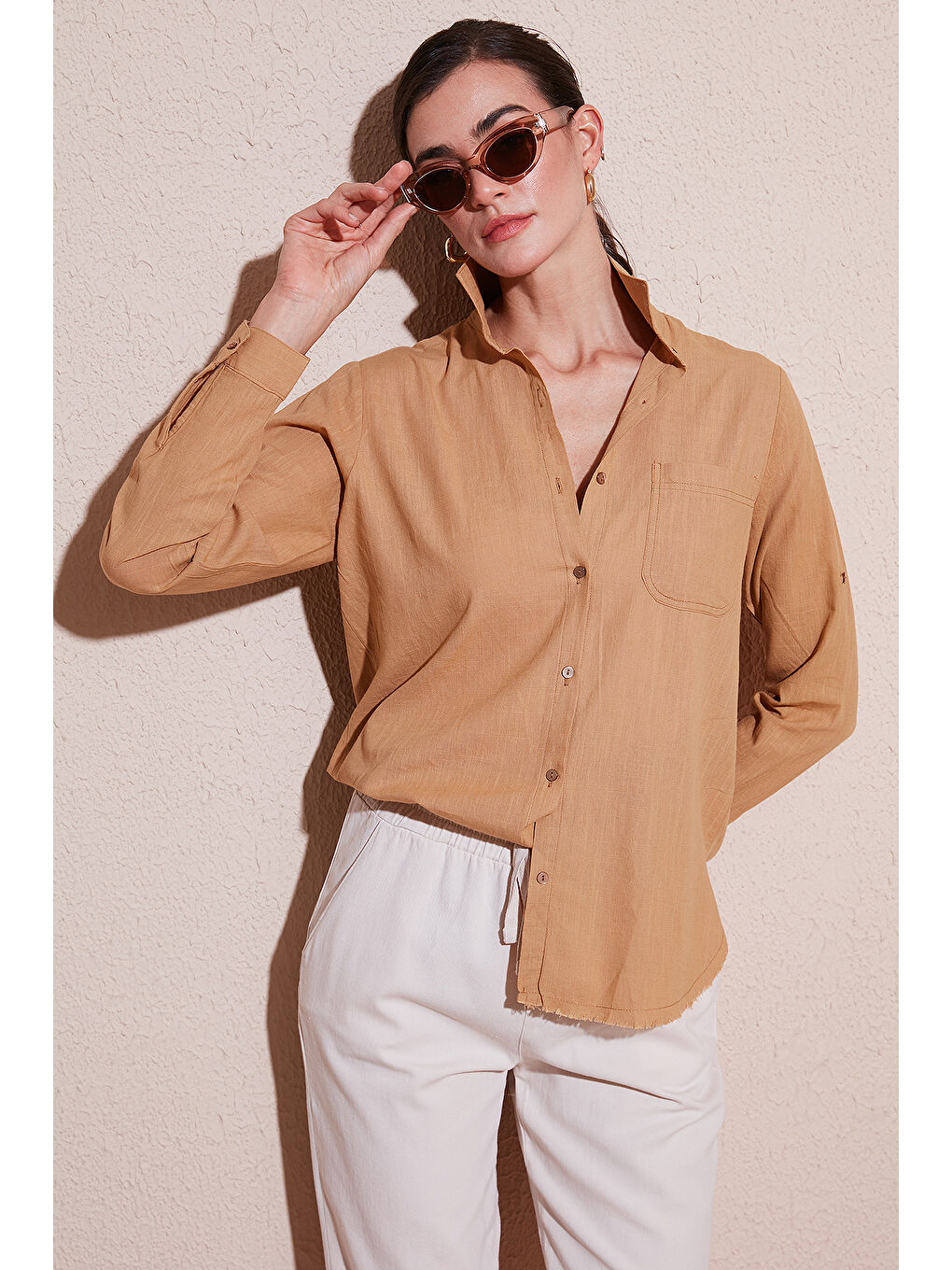 Sarı Pamuklu Regular Fit Cepli Gömlek Cf25S16992-4