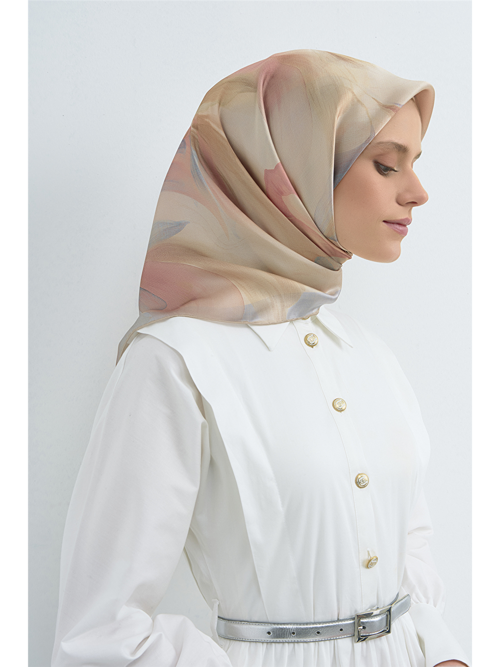 Pembe Saf İpek Twill Eşarp 9519d 04-1