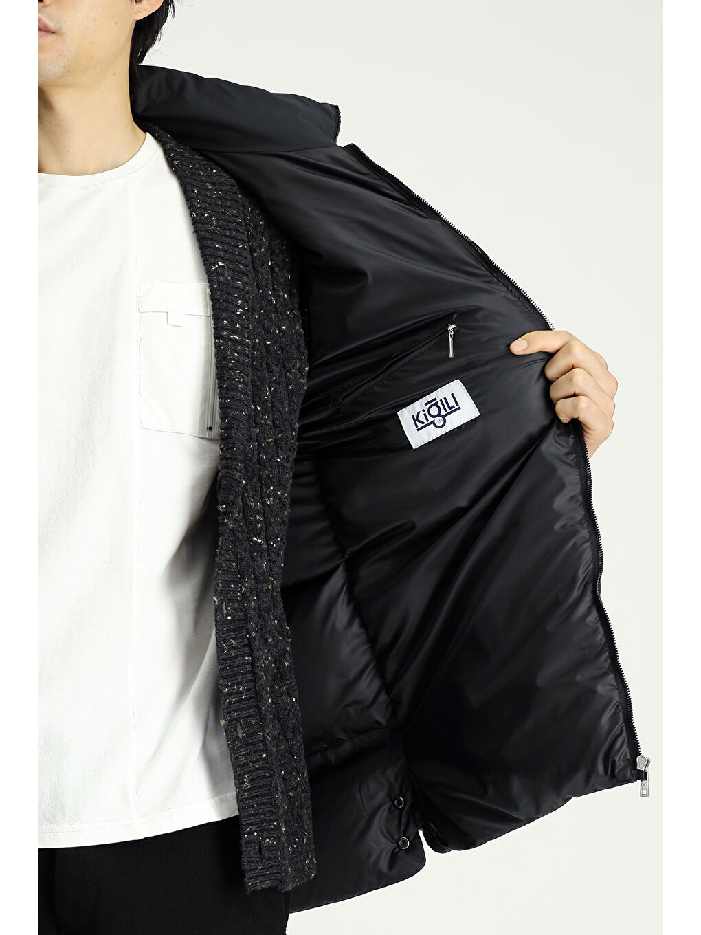 Siyah Spor Şişme Kaban-6