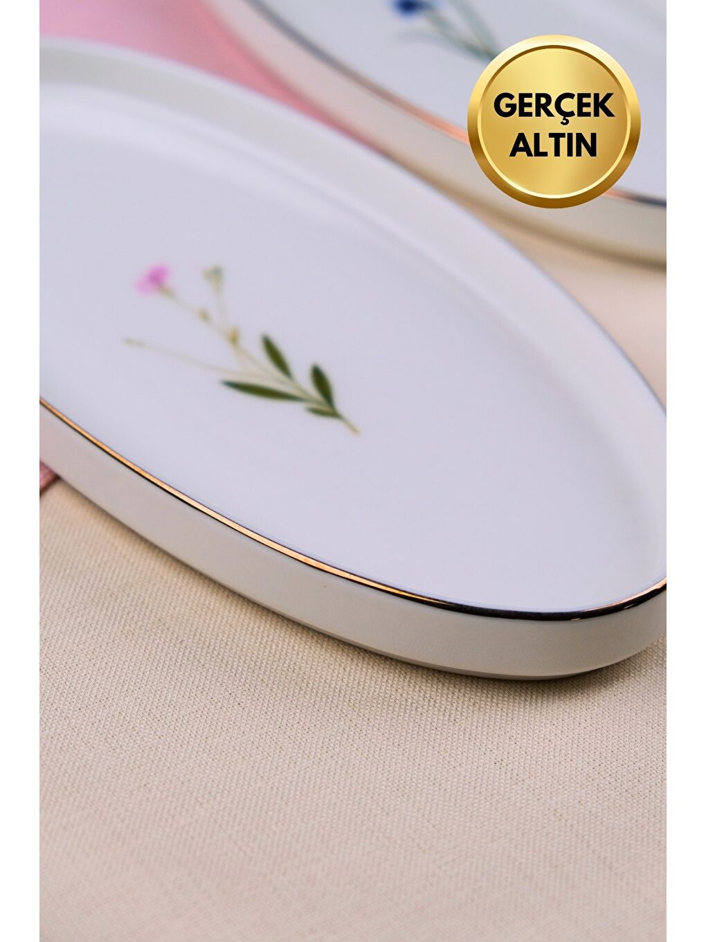 Karışık Porselen Natura Karma Altın Yaldızlı Dik Yanaklı Kayık 26x13x2cm 2 Parça-5