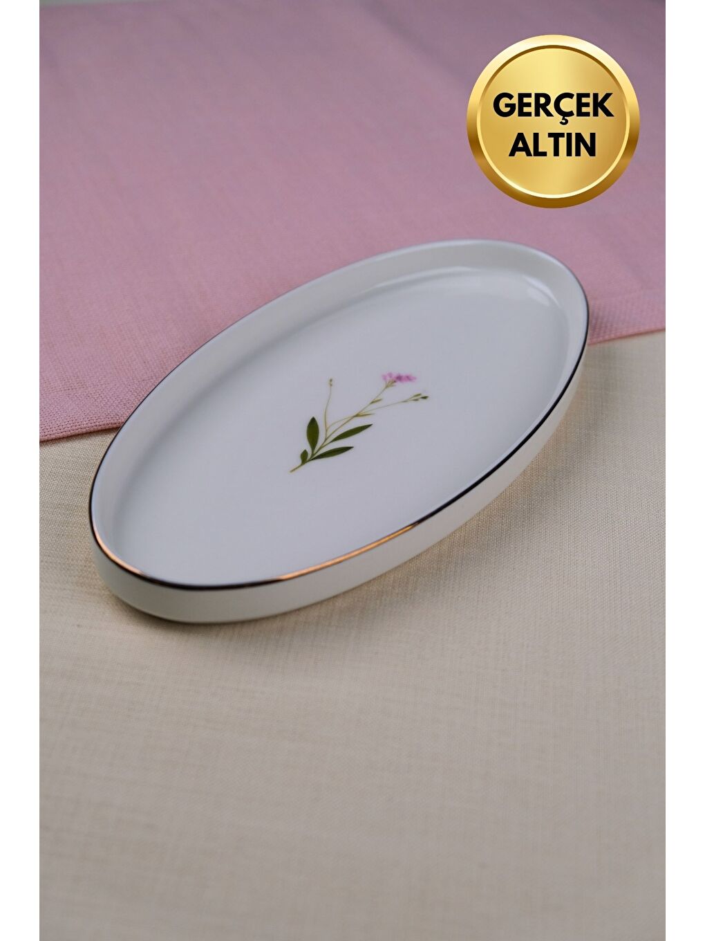 Karışık Porselen Natura Çuha Altın Yaldızlı Dik Yanaklı Kayık 26x13x2cm Tekli-3