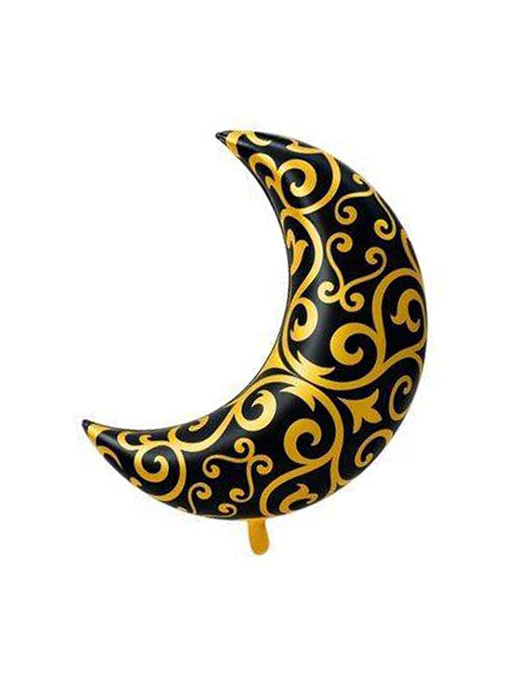 Ramazan Temalı Siyah Gold Desenli Hilal Folyo Balon 75 cm-1