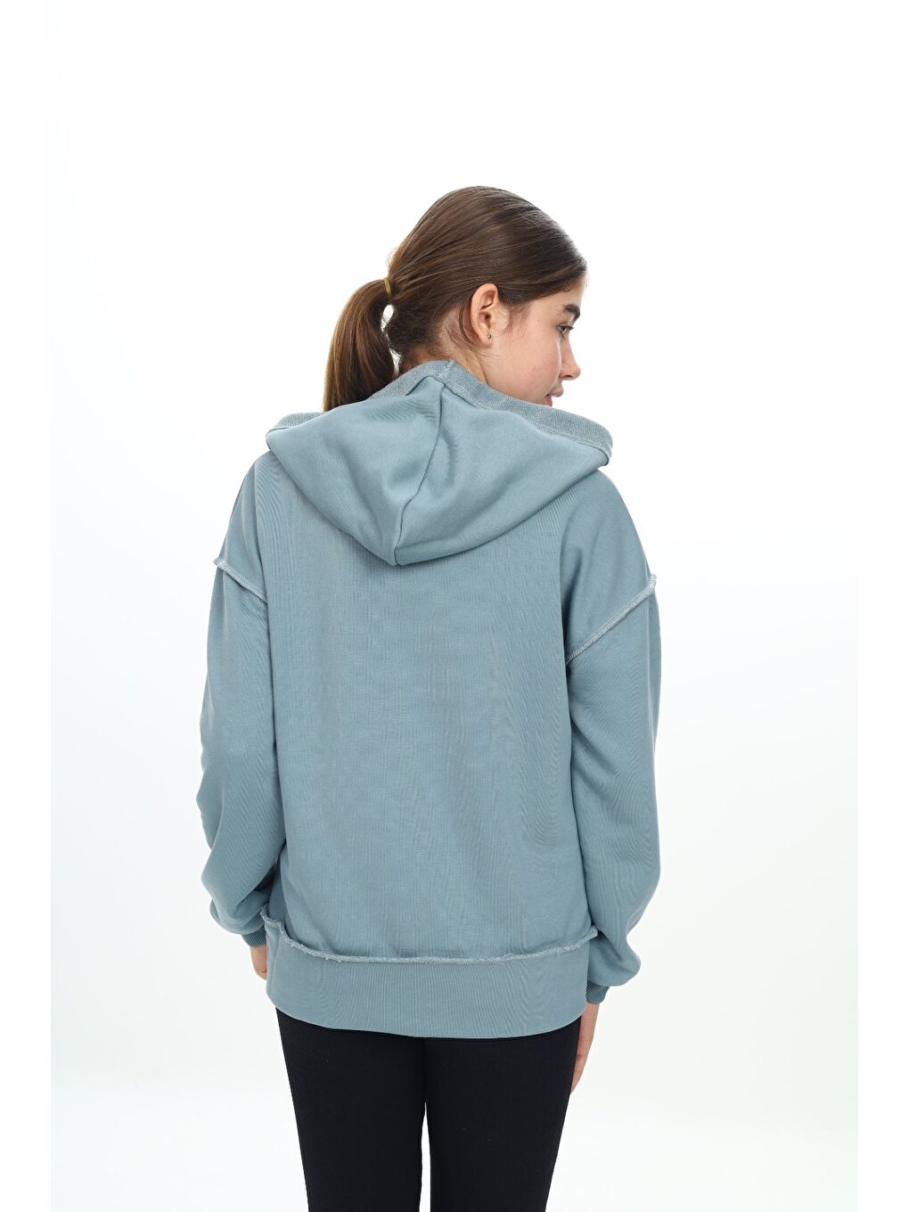 Mavi Kız Çocuk Kapüşonlu Hırka-2