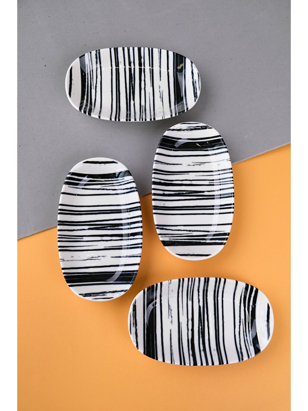Karışık Porselen Sidereal Oval Kayık Tabak 15x8,5x2cm 4 Parça